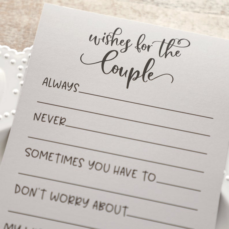 PRINTED Grey Wishes for the Couple Game Cards Etsy