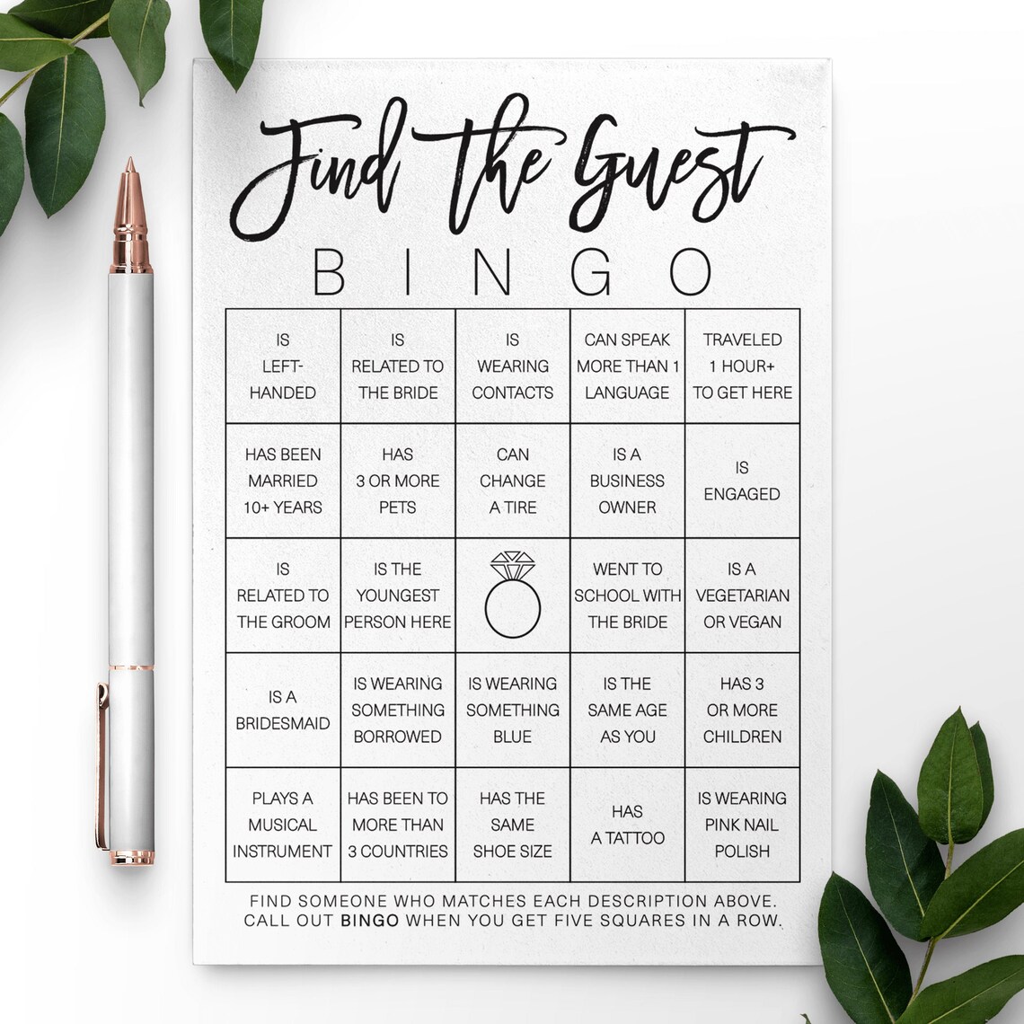 Find the Guest Bingo . Find the Guest Bingo Bridal Shower Game - Etsy