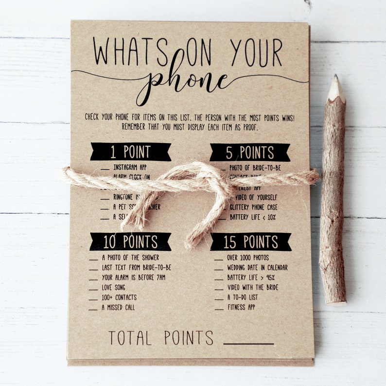 What's in Your Phone Game . Bridal Shower Whats in Your image 0