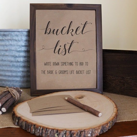Wedding Bucket List Sign . Bucket List Sign . Bucket Guestbook Etsy