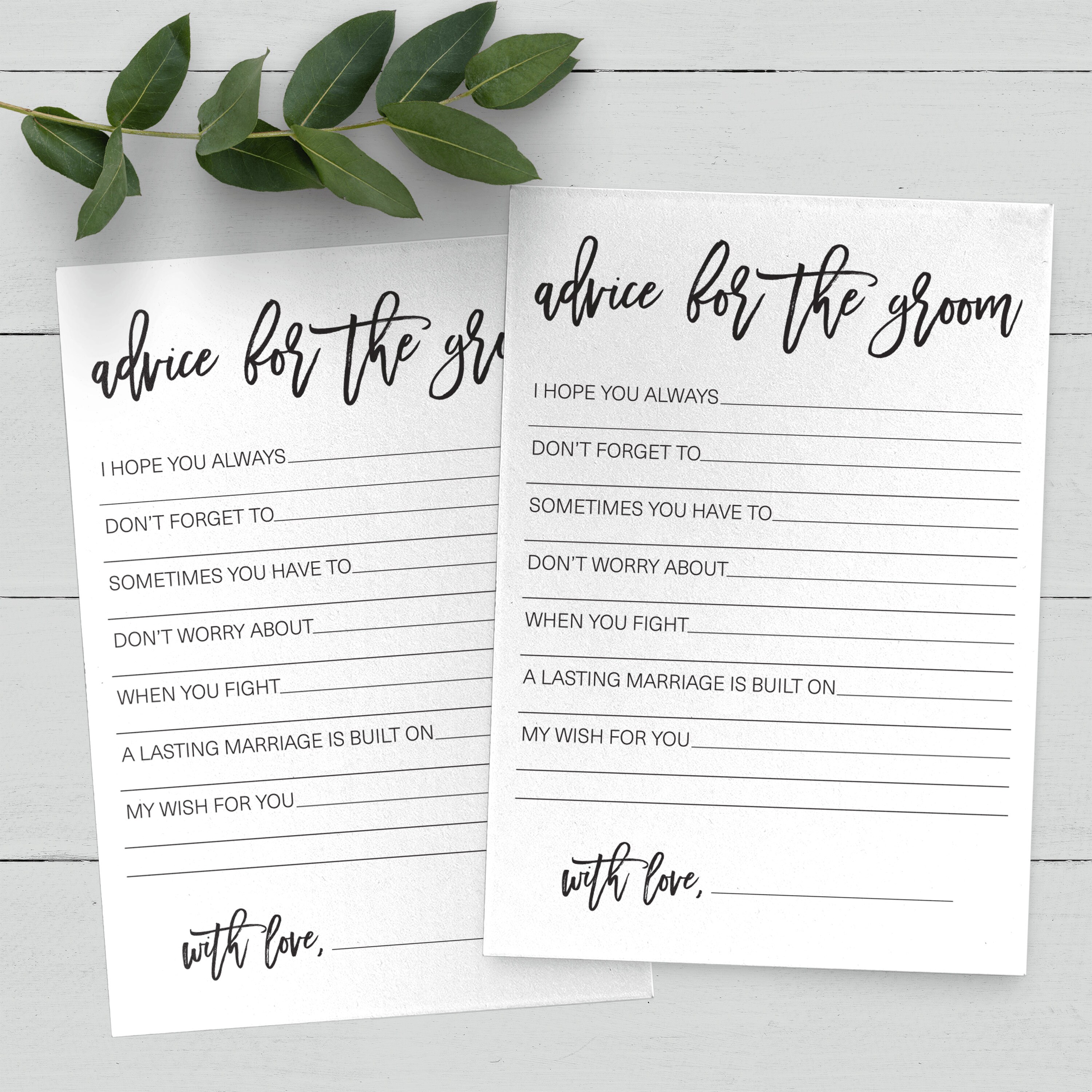 PRINTED Advice for the Groom Cards . Bridal Shower Advice | Etsy