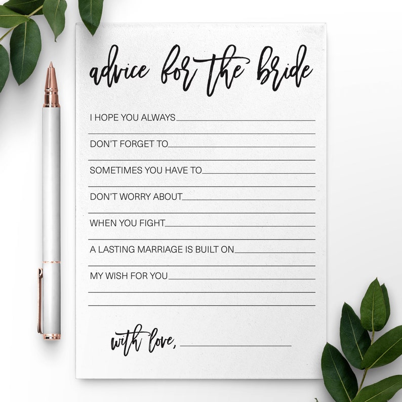 Advice for the Bride Cards . Bridal Shower Advice Cards . Etsy