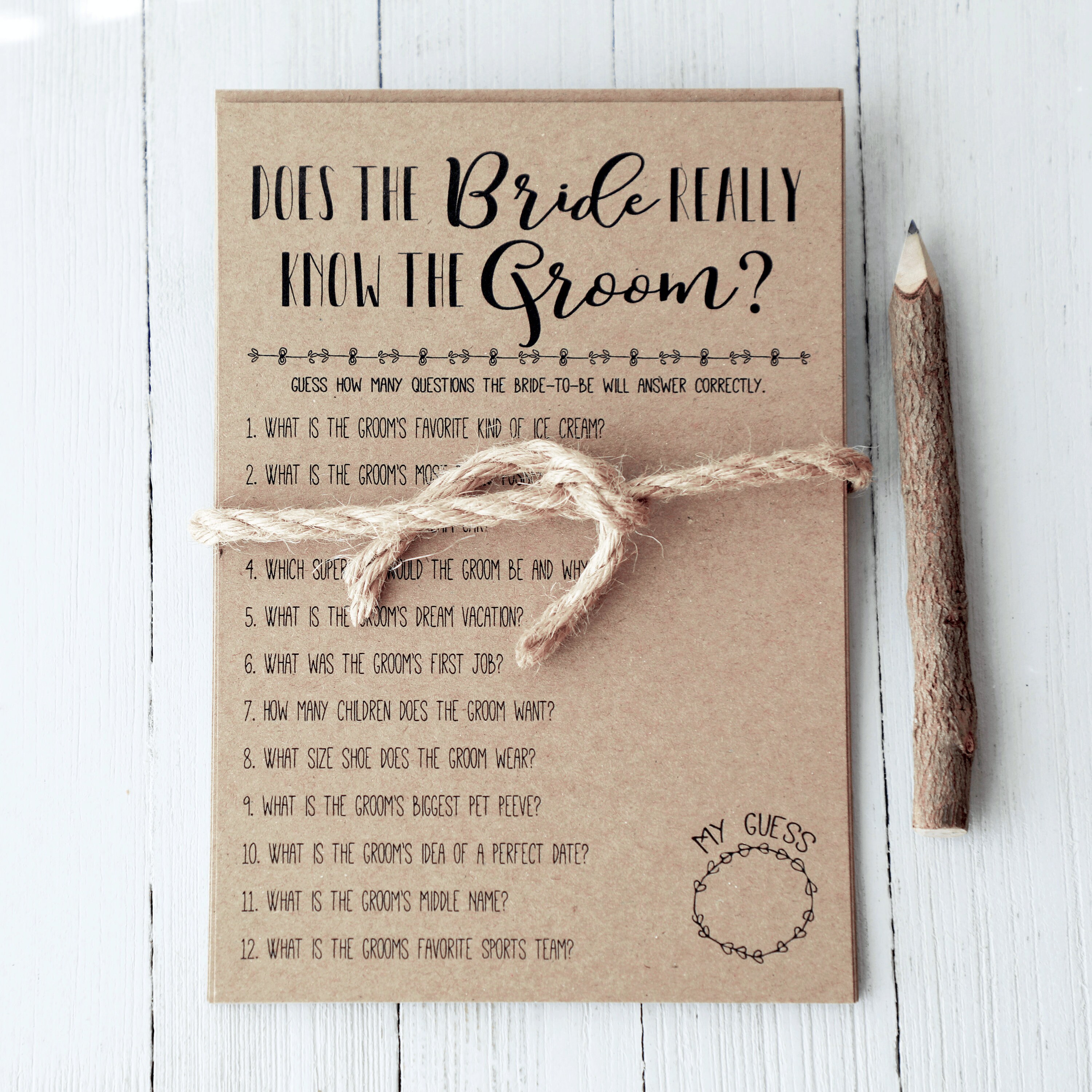 How Well Does the Bride Know the Groom INSTANT DOWNLOAD Etsy