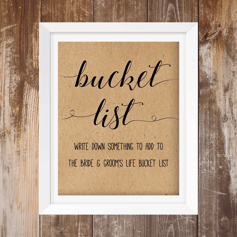 Wedding Bucket List Sign . Bucket List Sign . Bucket Guestbook Etsy