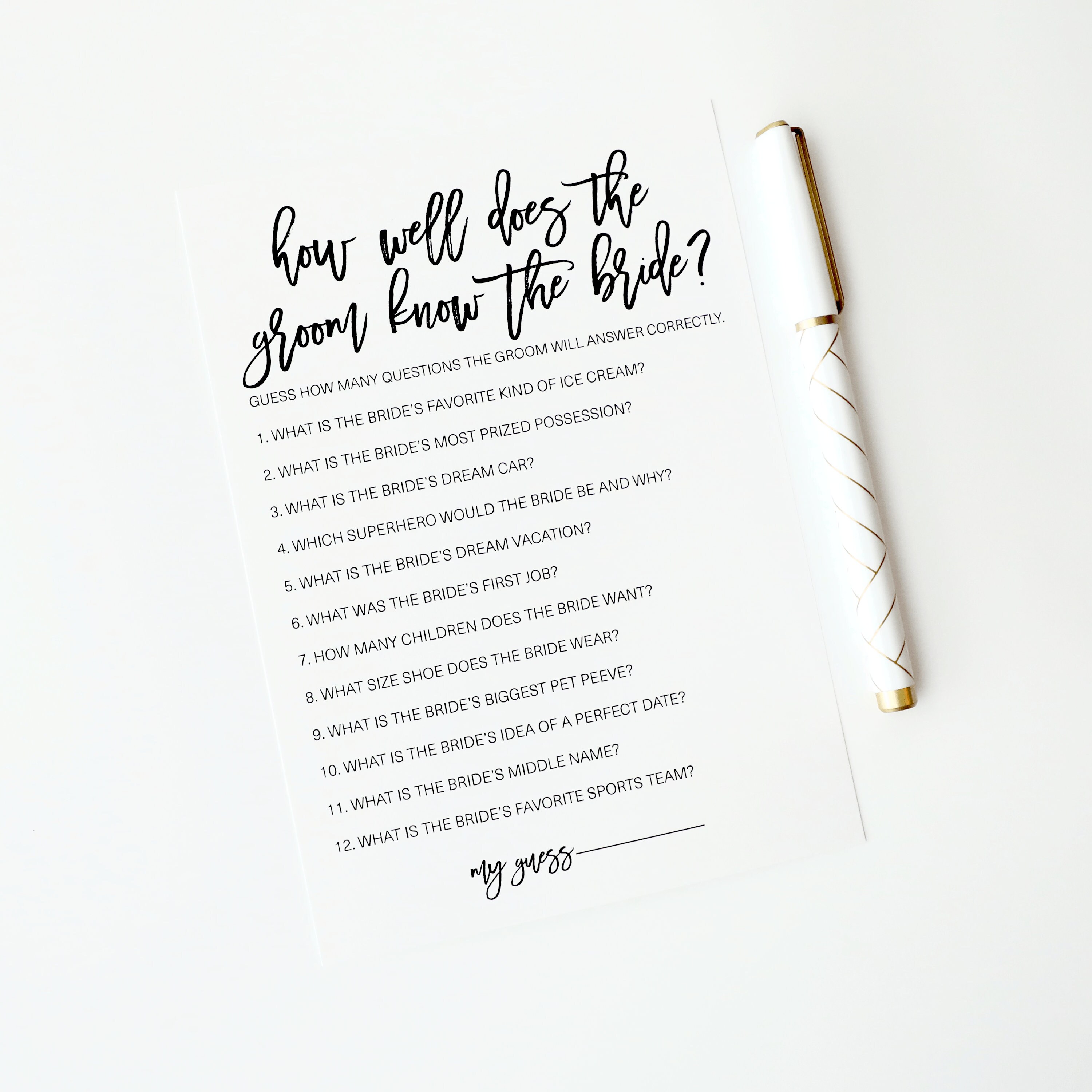 How Well Does the Groom Know the Bride Bridal Shower Etsy