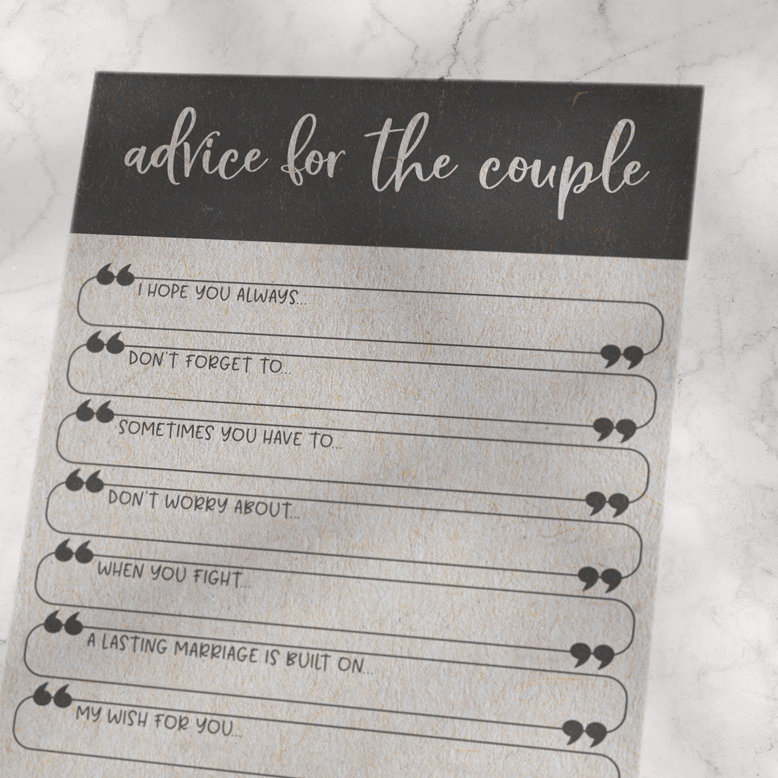Grey Advice for the Couple Cards . Bridal Shower Advice Cards - Etsy