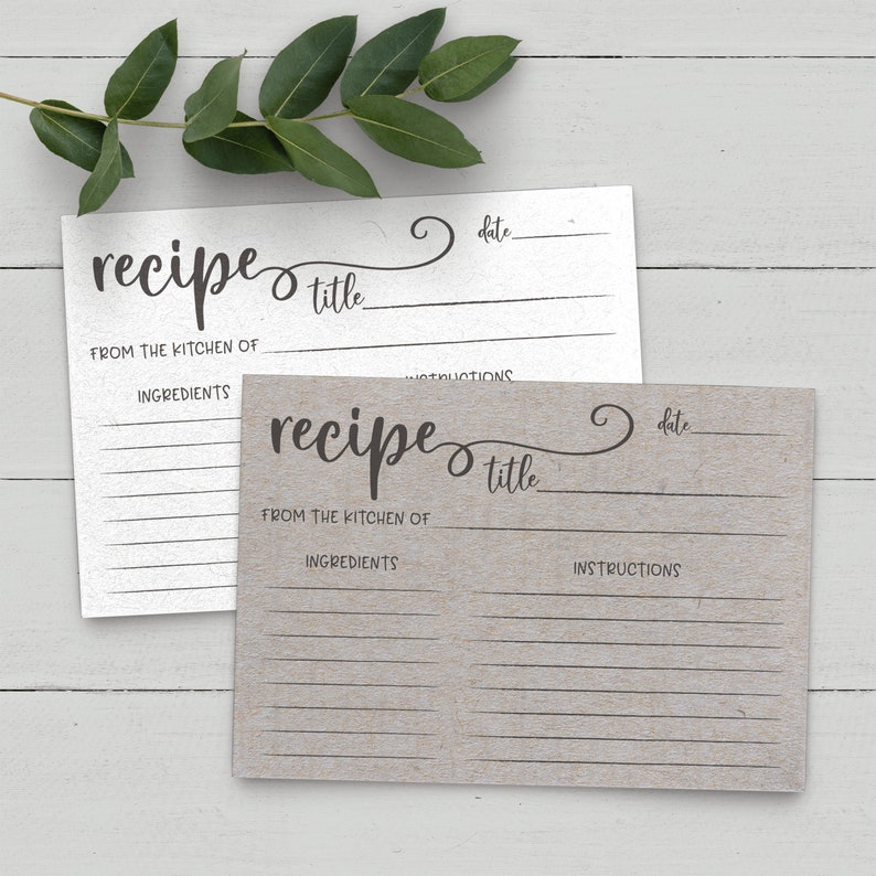 Grey Recipe Cards Bridal Shower Activity . Printable Recipe - Etsy