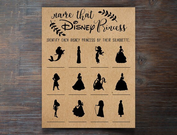 Name That Disney Princess Bridal Shower Game Disney Bridal Etsy