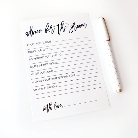 Advice For The Groom Cards Bridal Shower Advice Cards Etsy