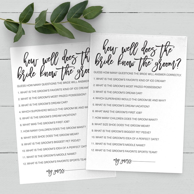 How Well Does the Bride Know the Groom Bridal Shower Etsy Canada