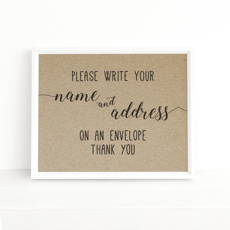 Bridal Shower Address Envelope Sign . Please Write Your Etsy
