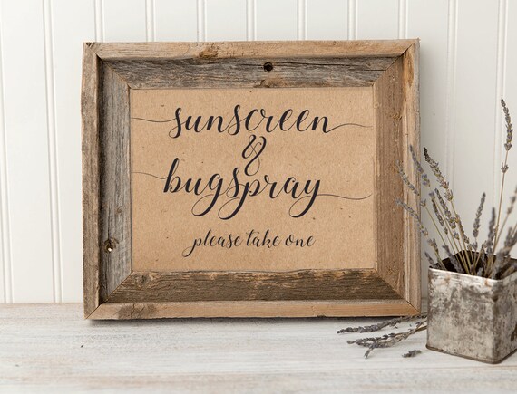 Sunscreen And Bugspray Sign Wedding Signs Outdoor Wedding Etsy etsy