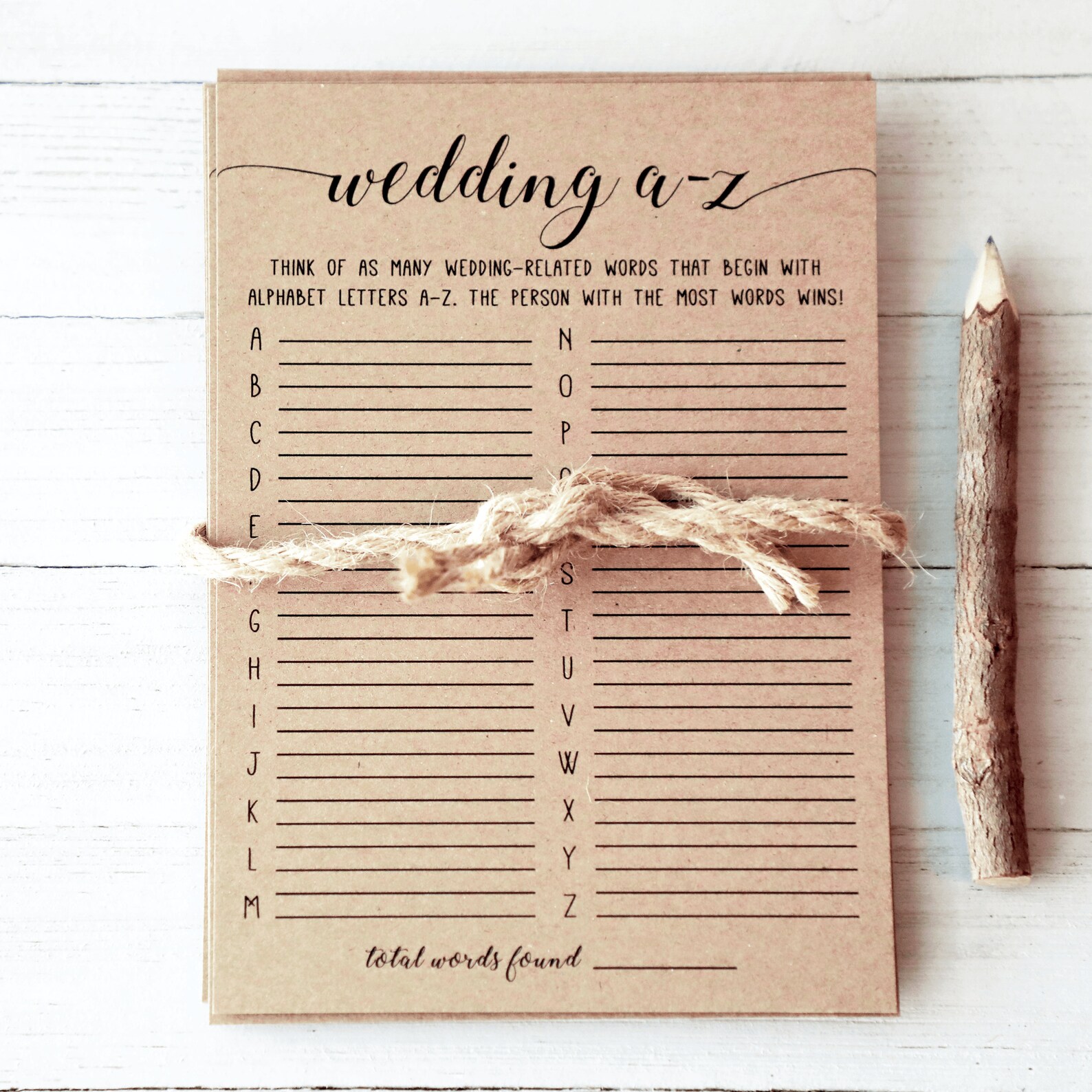 Wedding AZ Game . Bridal Alphabet Game . Bridal Shower Games Etsy