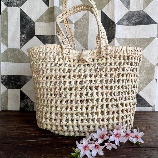 Natural straw basket |Traditional Portuguese basket |Market basket |Handbag|Summer bag |Handmade |Palm leaf |Eco friendly |Sac de paille