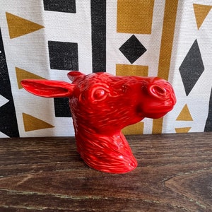 Burro de Cerámica ROJO | Cabeza de burro de cerámica | Cerámica portuguesa | Cerámica hecha a mano | UNO DE CERÁMICA NEGRA | Cabezal de cerámica