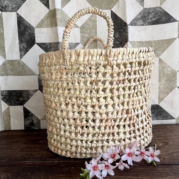 Natural straw basket |Traditional Portuguese basket |Market basket |Handbag|Summer bag |Handmade |Palm leaf |Eco friendly |Sac de paille