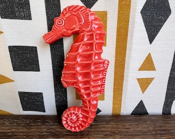 Ceramic SEAHORSE DARK ORANGE | English Ceramics | Handmade Ceramic | An en ceramique Cheval de mer