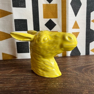 Burro de Cerámica AMARILLO CLARO| Cabeza de burro de cerámica | Cerámica Inglesa | Cerámica hecha a mano | An en ceramica NOIR | Tête d'âne en cerámica