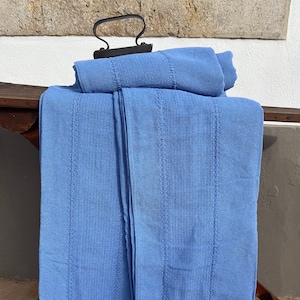 Traditional Portuguese Blanket BLUE | Cotton Blanket | 100% Manual Weaving and Finishing |Handmade | Portuguese Cotton