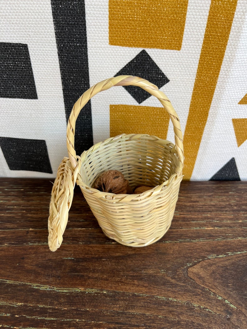 Jane Birkin Basket MINI Basketball Handwoven Basketry Traditional Portuguese Basket Natural Cane Basket Panier Jane Birkin Gift for her image 2