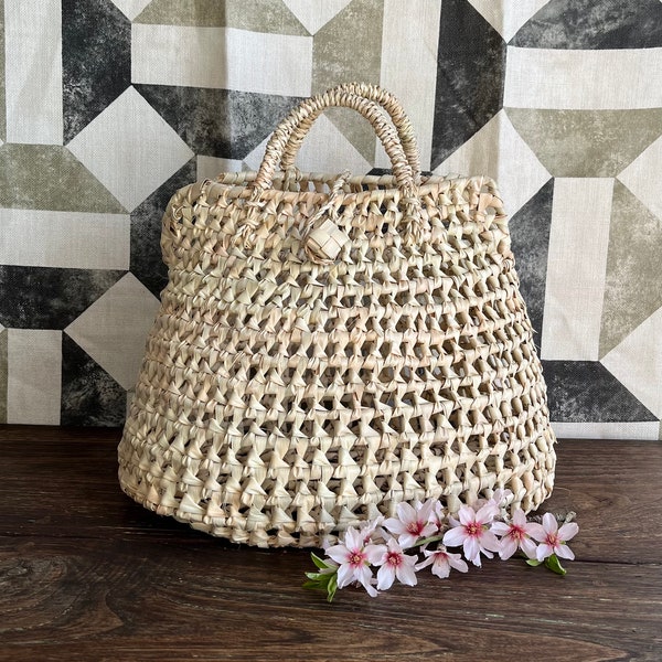 Natural straw basket |Traditional Portuguese basket |Market basket |Handbag|Summer bag |Handmade |Palm leaf |Eco friendly |Sac de paille