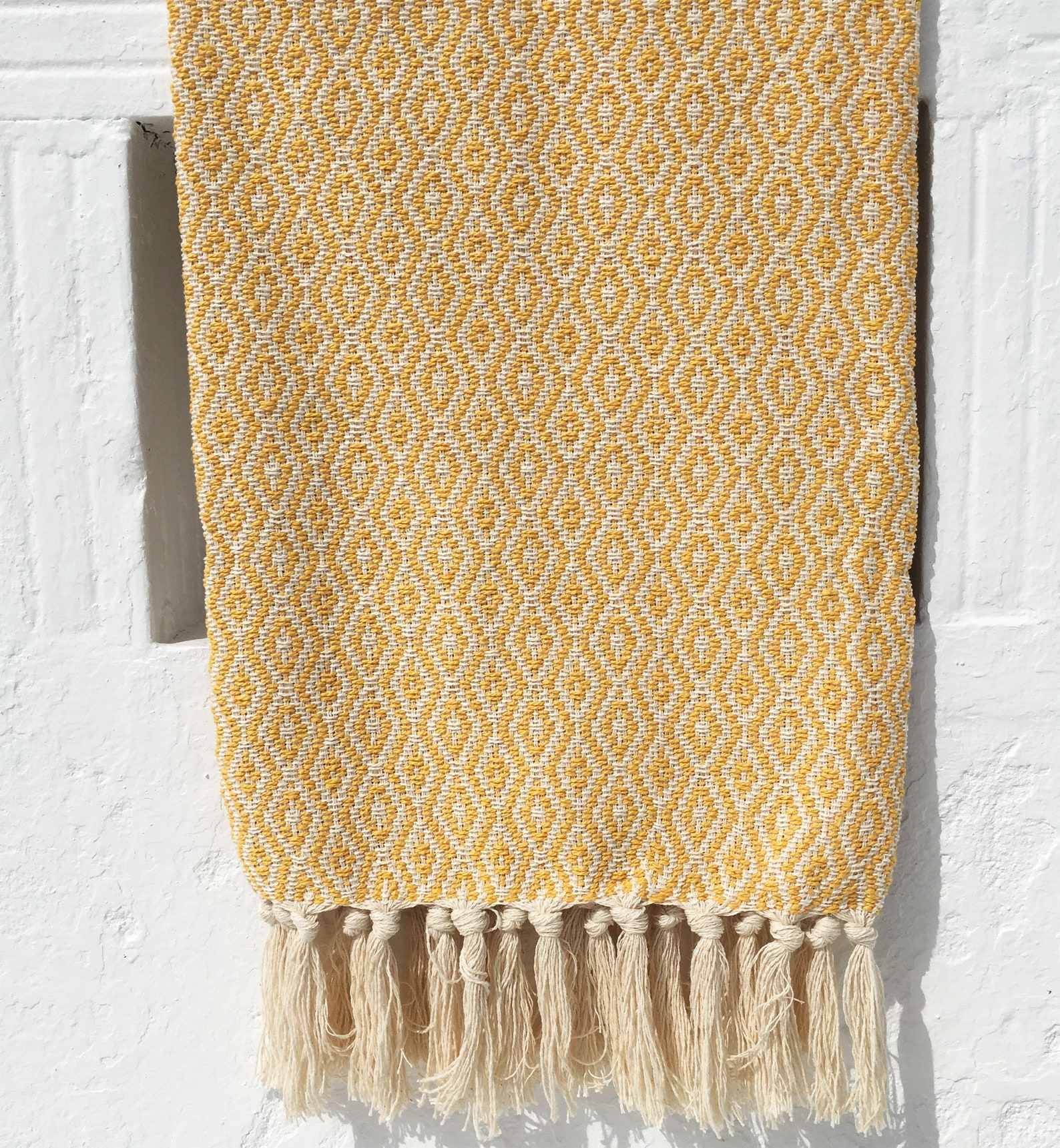 Traditional Portuguese Blanket YELLOW Fringed Cotton Blanket Etsy UK
