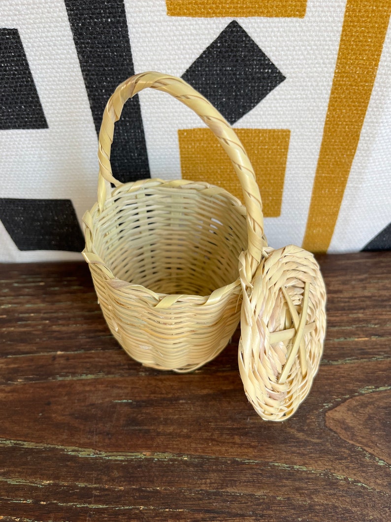 Jane Birkin Basket MINI Basketball Handwoven Basketry Traditional Portuguese Basket Natural Cane Basket Panier Jane Birkin Gift for her image 8