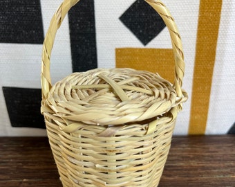 Jane Birkin Basket | MINI Basketball | Handwoven Basketry |Traditional Portuguese Basket |Natural Cane Basket |Panier Jane Birkin |Gift for her