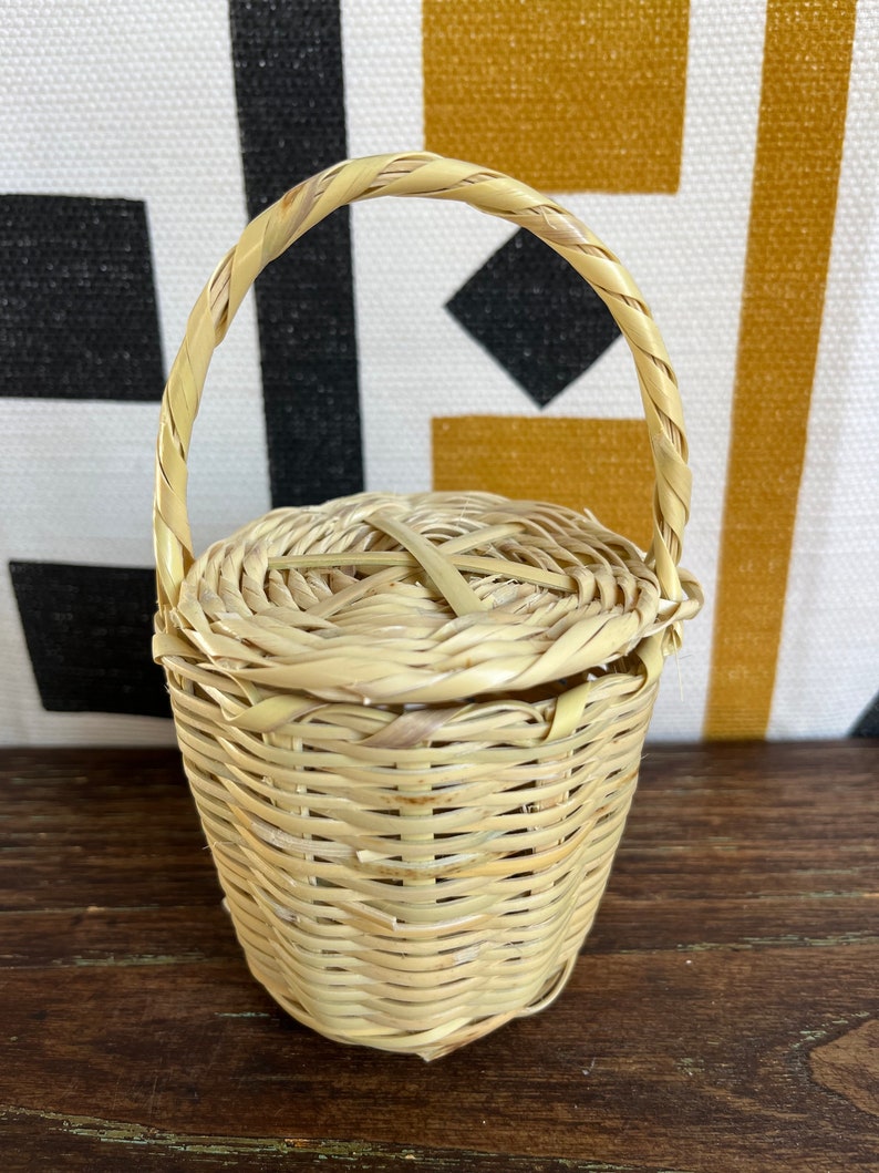 Jane Birkin Basket MINI Basketball Handwoven Basketry Traditional Portuguese Basket Natural Cane Basket Panier Jane Birkin Gift for her image 1