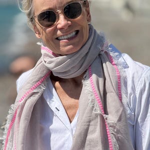 Jessica COTTON mix scarf with stitching, beach wrap, coverup or sarong  KB233