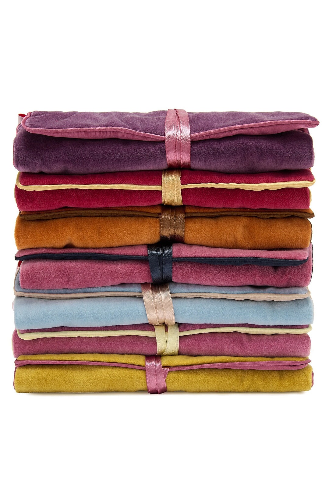 Velvet Jewellery Roll With Satin Lining & Beaded Ties in a