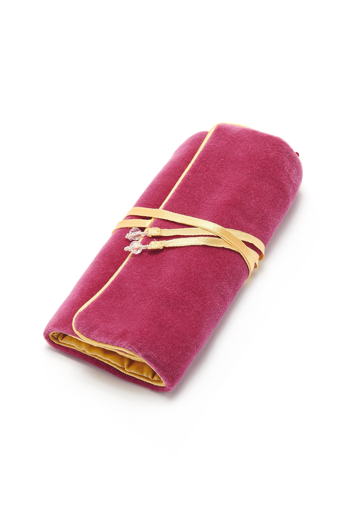 Rose velvet jewellery roll with satin lining & beaded Etsy