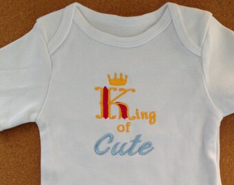 Embroiered king/queen of cute onesie/bib