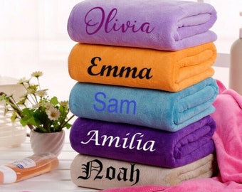 Personalised embroidered Microfiber Swimming beach towel Gym Sport Footy Towel