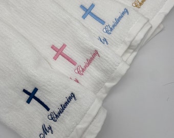 Embroidered My Christening towel