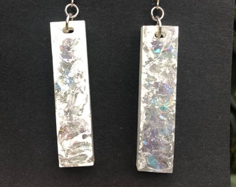 Handmade Resin Block Swirly Earrings