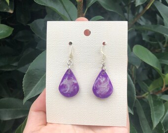 Purple Tear Drop Earrings