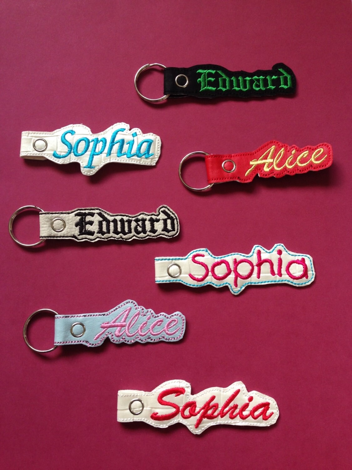 Personalised Embroidered Name Key Ring/tag/fob Etsy