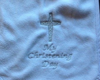 Personalised embroided christening bib
