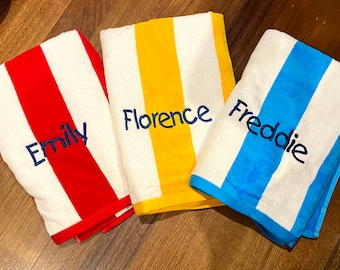 Personalised embroidery strips beach towel