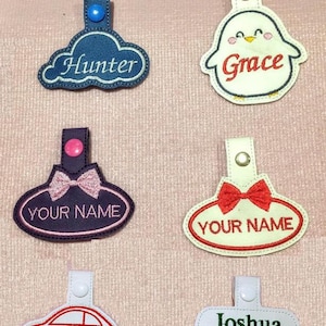 personalised embroidered name key ring/tag/fob