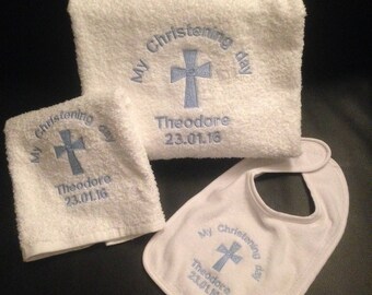 Personalised Embroidered Christening Gift set