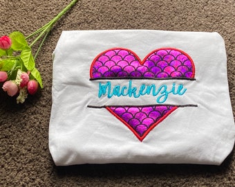 Personalised Embroidered  name with heart  T-Shirt, baby Outfit, kids Party,  Birthday, girl/boy t shirt present gift