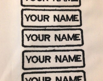 5 Embroidered Name Badges: Sew/Iron-On Uniform Tags
