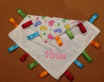 personalised embroidered baby taggie blanket,security blanket