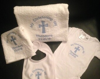 Personalised Embroidered Christening Gift set