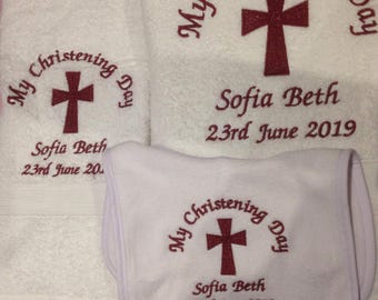 Personalised Embroidered Christening Gift set