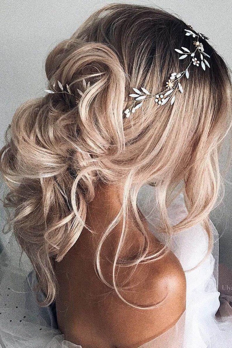 Bridal Hair Vine Blue Hair Accessory Blue Gold Hair Piece Etsy