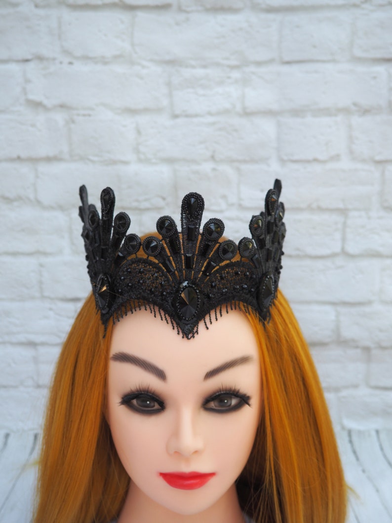 Black Lace Crown Evil Queen Crown Gothic Fascinator Gothic Etsy