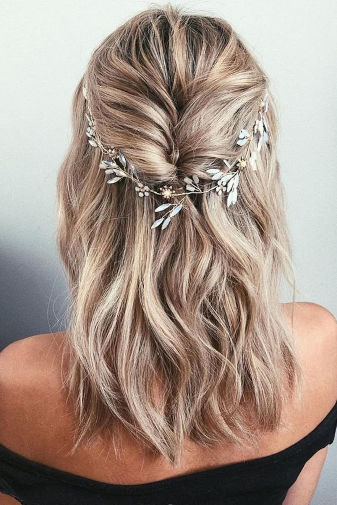 Blue opal bridal hair Gold bridal headpiece Bridal hair vine image 1